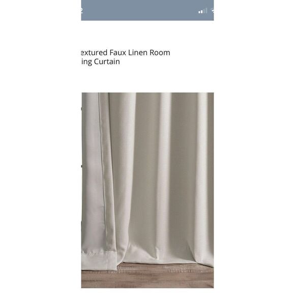 Birch Textured Faux Linen Room Darkening Curtain 50” x 96” L - Picture 3 of 6